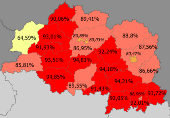 Belarusians in Viciebskaja voblasć, Belarus (2009 census)