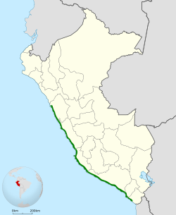 Distribución geográfica de la remolinera costera peruana.