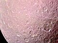 Craters on Rhea in color