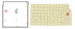 Franklin County Kansas Incorporated and Unincorporated areas Pomona Highlighted.svg