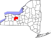Mapa de Nueva York con la ubicación del condado de Ontario