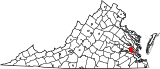 Map of Virginia highlighting James City County.svg
