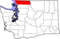Map of Washington highlighting Whatcom County