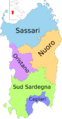 Map of region of Sardinia, Italy, with provinces-it (2016-2025)
