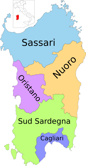 Archivo:Map of region of Sardinia, Italy, with provinces-it (as of 2016)