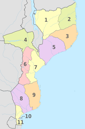 Mapa de las provincias de Mozambique