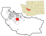 Pierce County Washington Incorporated and Unincorporated areas South Hill Highlighted.svg