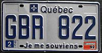 Archivo:Quebec 1992 license plate