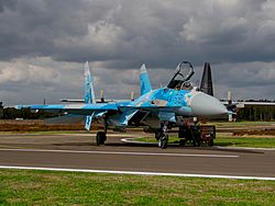 Archivo:Sukhoi Su-27P Flanker, 58, Ukraine Air Force, Kleine Brogel, Belgian Air Force Days 2018 pic3