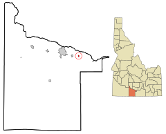 Twin Falls County Idaho Incorporated and Unincorporated areas Hansen Highlighted.svg