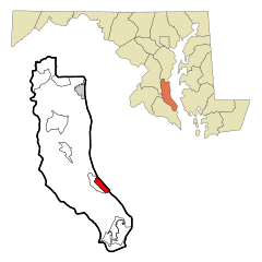Calvert County Maryland Incorporated and Unincorporated areas Calvert Beach-Long Beach Highlighted.svg