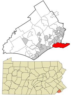 Delaware County Pennsylvania incorporated and unincorporated areas Tinicum highlighted.svg