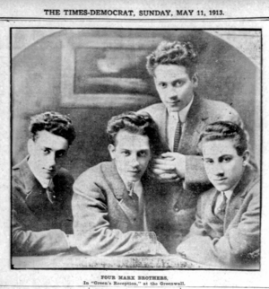 Archivo:Four Marx Bros Mr Green Reception New Orleans Times-Democrat 11 May 1913