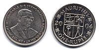 1 rupia de Mauricio