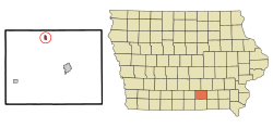 Monroe County Iowa Incorporated and Unincorporated areas Lovilia Highlighted.svg