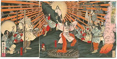 Archivo:Origin of the Cave Door Dance (Amaterasu) by Shunsai Toshimasa 1889