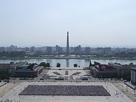 Practising a torch march on Kim il-sung square 11.JPG
