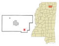 Union County Mississippi Incorporated and Unincorporated areas Blue Springs Highlighted