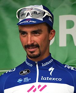 2018 Tour of Britain stage 3 - stage winner Julian Alaphilippe (cropped).JPG