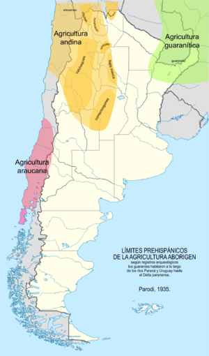 Archivo:Argentina límites prehispánicos de la agricultura aborigen (Parodi 1935)