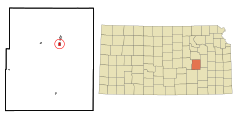 Chase County Kansas Incorporated and Unincorporated areas Cottonwood Falls Highlighted.svg