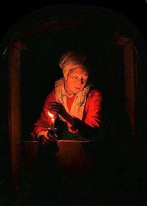 Archivo:Gerrit Dou - Oude vrouw bij een kaars