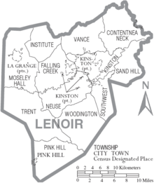 Archivo:Map of Lenoir County North Carolina With Municipal and Township Labels