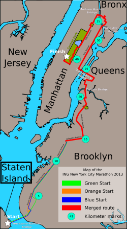Archivo:Map of the ING New York City Marathon 2013