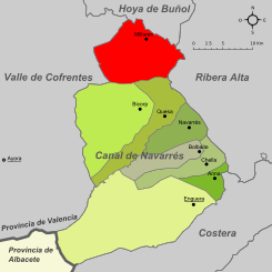 Extensión del municipio en la comarca de la Canal de Navarrés.