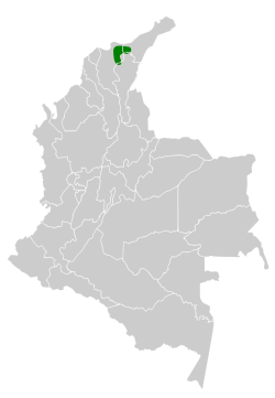 Distribución geográfica del churrín de Santa Marta.