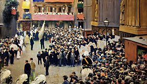 (Barcelona) Corpus. Sortida de la processó de l'església de Santa Maria by Ramon Casas - MNAC.jpg
