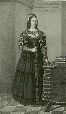 1855-1864, Iconografía española, tomo II, Estampa 67, Doña María de Gurrea duquesa de Villahermosa (cropped).jpg