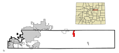 Arapahoe County Colorado Incorporated and Unincorporated areas Byers Highlighted.svg