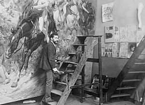 Archivo:Arturo Michelena in his studio WB cut version