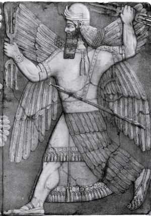 Archivo:Cropped Image of Carving Showing the Mesopotamian God Ninurta