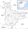 Karte Gemeinden Provinz Valladolid 2022