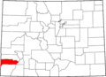 Map of Colorado highlighting Dolores County
