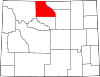 Mapa de Wyoming con la ubicación del condado de Big Horn