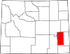 Mapa de Wyoming con la ubicación del condado de Platte