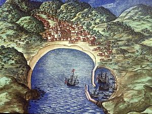 Archivo:Mutriku dibujo antiguo puerto de mar