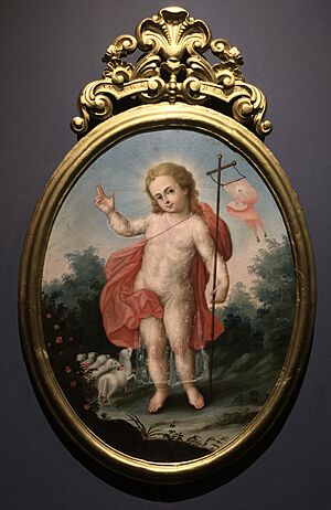 Archivo:Niño Dios (s. XVIII), óleo sobre lienzo de Manuel de Samaniego