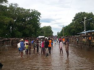 Archivo:People stand in a flooded street that usually serves as a farmers market, in Ouanaminthe, northeast Haiti, Sept. 8, 2017. (Photo - Josiah Cherenfant, courtesy VOA Creole Service)