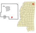 Prentiss County Mississippi Incorporated and Unincorporated areas Marietta Highlighted