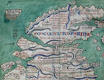 Archivo:Scotland from the Matthew Paris map, c.1250