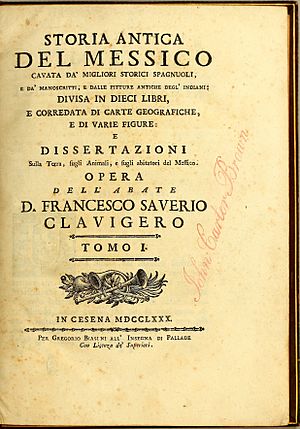Archivo:Storia antica del Messico Francisco Javier Clavijero 1780 title page