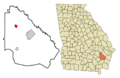 Wayne County Georgia Incorporated and Unincorporated areas Odum Highlighted
