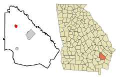 Wayne County Georgia Incorporated and Unincorporated areas Odum Highlighted.svg