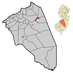 Burlington County New Jersey Incorporated and Unincorporated areas Wrightstown Highlighted.svg