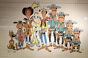 Archivo:Charleroi - Parc (station de métro) - Lucky Luke - principaux personnages - céramique - 01