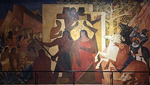 Archivo:El incario y la conquista española, mural de Oswaldo Guayasamín